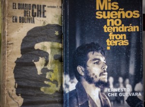 Antiquarian bookshop, used books about Ernesto Che Guevara at the flea market in the streets of Old