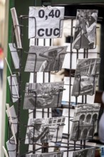 Postcard stand with postcards of Ernesto Che Guevara, La Habana, Cuba, Caribbean, Central America,