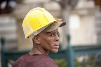 Portrait of a Cuban construction worker, La Habana, Cuba, Caribbean, Central America, Cuba, Europe,