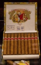 Well-known cigar brand for Cuban cigars Romeo y Julieta in a Cuban cigar shop in the old town of