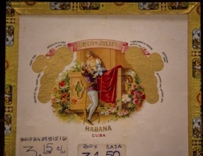 Well-known cigar brand for Cuban cigars Romeo y Julieta in a Cuban cigar shop in the old town of