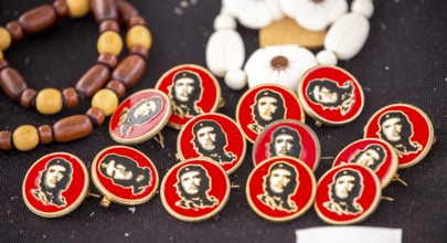 Red-black Ernesto Che Guevara stickers, La Habana, Cuba, Caribbean, Central America, Cuba, Europe,