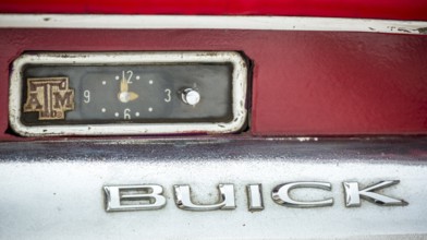 Dashboard of an old Buick road cruiser in Cuba with old car clock, La Habana, Cuba, Caribbean,