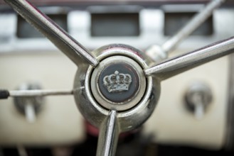 Rotten steering wheel of a Buick road cruiser, vintage car steering wheel, La Habana, Cuba,