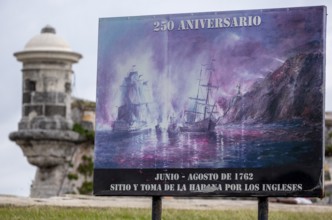 Poster of a painting of the battle against the English 1762, La Habana, Cuba, Caribbean, Central