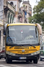 Bus in Havana, La Habana, Havana, Cuba, Cuba, Europe, aerial view, birds-eyes view, aerial