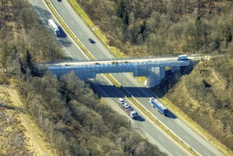 Aerial view, renovation of a bridge over the A4 motorway, Am Eichstrauch, Gerlingen, Wenden,