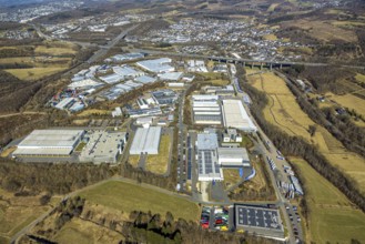 Aerial view, commercial area Gerlingen with Amazon DNX3, Hillmicke, Wenden, Sauerland, North