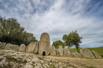 Sardinia, Nuraghic people, giant tomb Coddu Vecchiu, portal stele cult site, tomba dei giganti