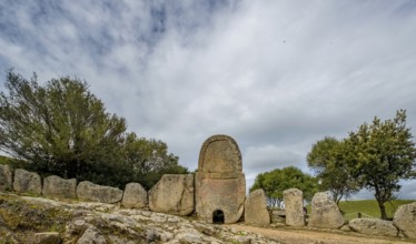 Sardinia, Nuraghic people, giant tomb Coddu Vecchiu, portal stele cult site, tomba dei giganti