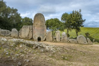 Sardinia, Nuraghic people, giant tomb Coddu Vecchiu, portal stele cult site, tomba dei giganti
