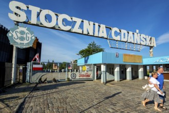 Entrance of the SolidarnoÅ'Ä‡ shipyard, GdaÅsk, Gdansk, Baltic Sea coast, Baltic Sea, pomorskie,