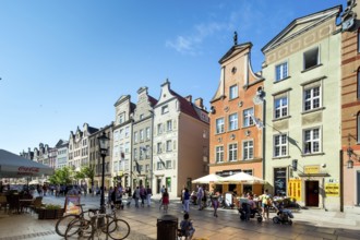 Long alley with gabled houses, GdaÅsk, Gdansk, Baltic Sea coast, Baltic Sea, pomorskie, Pomeranian