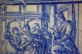 Aristotle teaches on the tiles, classical azuleros in the university, Colégio do Esírito Santo, old