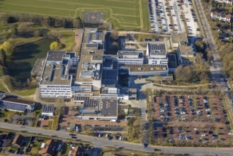 Aerial view, Klinikum Soest and car parks, Soest, Soester Börde, North Rhine-Westphalia, Germany,