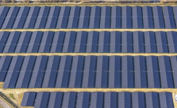 Aerial view, solar park, photovoltaic plant Sternweg, Hattrop, Soest, Soester Börde, North