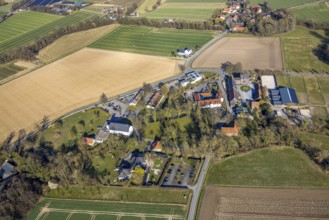 Aerial photography, services for construction and agriculture Dringenberg GmbH farm, round garden,