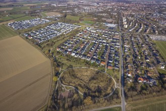 Aerial view, local view Soest and residential area new building, terraced house housing estate at