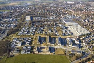 Aerial view, Belgian Quarter Soest, construction site with renovation, new construction residential
