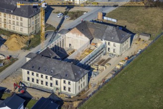 Aerial view, Belgian Quarter Soest, construction site with renovation, Soest, Soester Börde, North