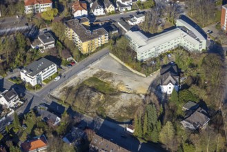 Aerial view, Jobcenter AHA (Arbeit Hellweg Aktiv) Kreis Soest and construction site at Ölmüllerweg