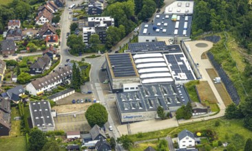 Aerial view, Böhmer Kügelhähne company premises Gedulderweg, commercial area, Niedersprockhövel,