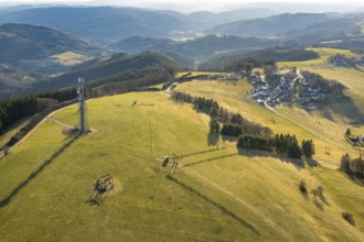 Aerial view, local view with distant view, observation tower Schomberg Richtfunkturm,
