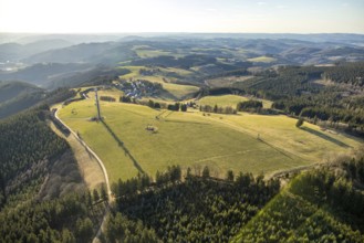 Aerial view, local view with distant view, observation tower Schomberg Richtfunkturm,