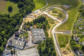 Aerial view, construction site and development of new residential area Fellershof an der