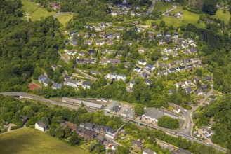 Aerial view, residential area Hellerkamp, Langenberg, Velbert, Ruhr area, North Rhine-Westphalia,