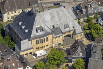 Aerial view, historical town house Langenberg, Velbert, Ruhr area, North Rhine-Westphalia, Germany,