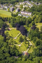 Aerial view, Protestant cemetery burial ground, Langenberg, Velbert, Ruhr area, North