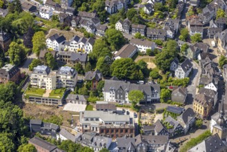 Aerial view, residential area and construction site Benderstraße corner Wiemerstraße, residential