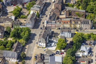Aerial view, construction site with new building on Heeger Straße bridge, Heegerstraße residential