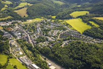 Aerial view, residential area, view of Oberbonsfeld district, terraced house, residential estate