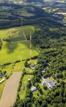 Aerial photo, radio masts Westdeutscher Rundfunk transmitter Langenberg in nature reserve, WDR