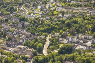 Aerial view, city view Eckeshagen with tunnel Velbert-Langenberg at Dr.-Hans-Karl-Glinz-Straße