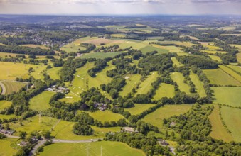 Aerial photo, Golf-Club Bergisch Land Wuppertal e.V., golf meadow and green trees, Untensiebeneick,