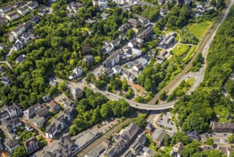 Aerial view, city view Eckeshagen with tunnel Velbert-Langenberg at Dr.-Hans-Karl-Glinz-Straße