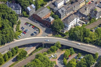 Aerial view, bridge Dr. Hans-Karl-Glinz-Straße over railway tracks, Langenberg, Velbert, Ruhr area,