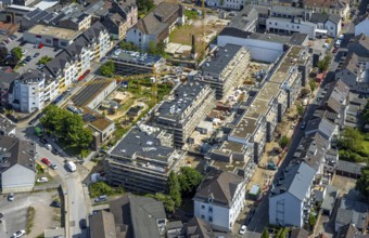 Aerial view, construction site with new residential building Sternbergstraße on the former company