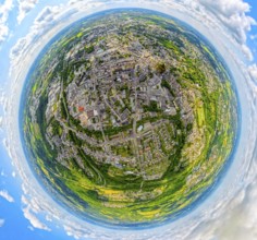 Residential area local view Velbert-Mitte, VelbertMitteErdkugel, fisheye shot, fisheye shot, 360