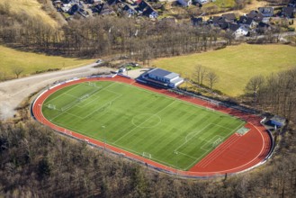 Aerial photo, football stadium and athletics stadium sports ground FSV Gerlingen e.V., Dahl, Olpe,