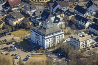 Aerial view, town hall of the municipality, Wenden, Sauerland, North Rhine-Westphalia, Germany,