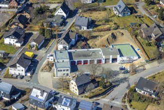 Aerial photo, fire station volunteer fire brigade Gerlingen, Gerlingen, Wenden, Sauerland, North