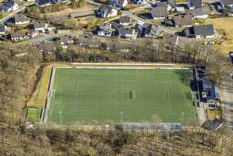 Aerial view, residential area local view Altenhof, football stadium sports field Am Winterhagen,