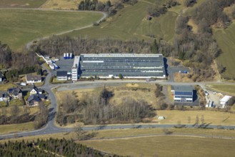 Aerial view, commercial area Severinusstraße, former bicycle factory Enik, Wenden, Sauerland, North