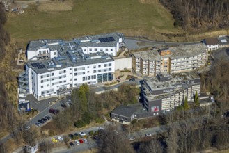 Aerial view, St. Josefsheim retirement home, Caritas centre new building construction site, Wenden,