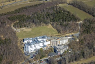 Aerial view, St. Josefsheim retirement home, Caritas centre new building construction site, Wenden,
