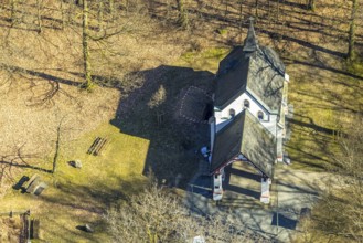 Aerial view, Dörnschlade Chapel, Altenhof, Wenden, Sauerland, North Rhine-Westphalia, Germany, DE,